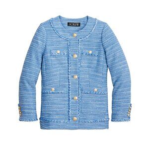 J. Crew Blue Tweed Jacket with Gold Buttons